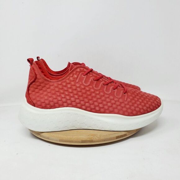 ECCO Therap Shoes Womens 38 Red Nubuck Honeycomb Chunky Platform Sneakers - Picture 7 of 13